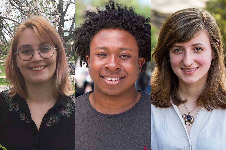 Fulbright Award recipients Emily Malec ’16, Cortney Hill ’17, and Raeann Boero ’17.