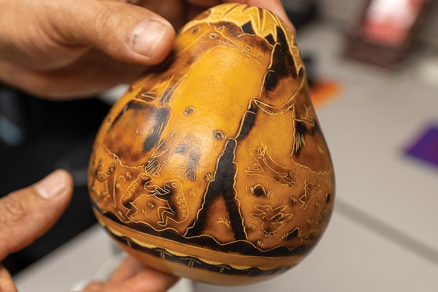 A painted gourd.