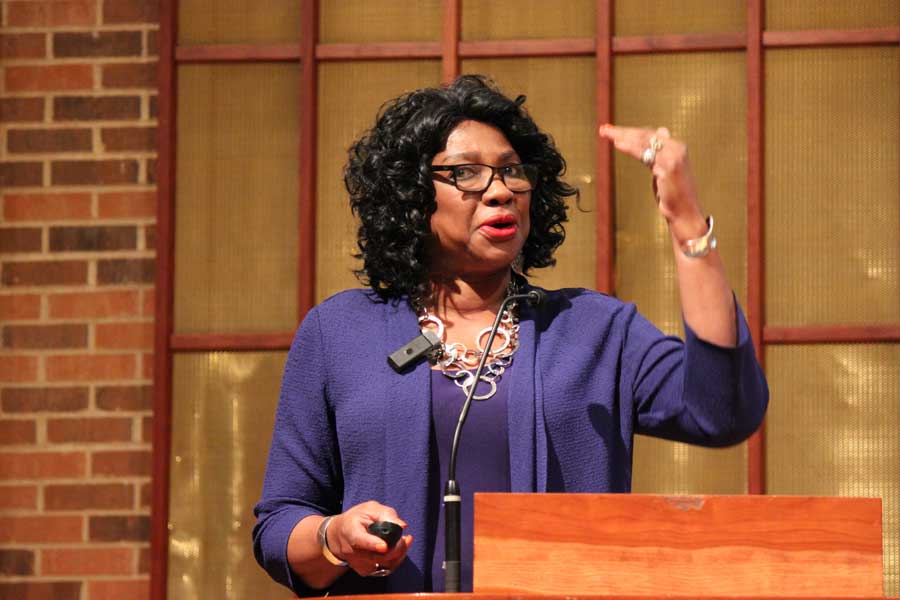 Environment Sociologist Beverly Wright speaks to her audience about environment and health inequalities in the Lower Mississippi River Industrial Corridor. 