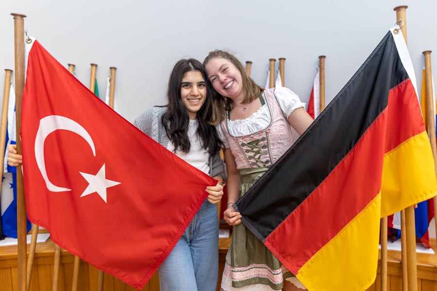 Maren Borchers and Nergiz Capan during Traditional Outfit Day