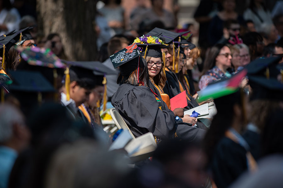 Students sit during the 2023 Commencement