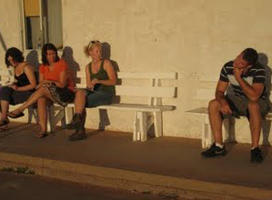 Knox students take a break while working at the Navajo Lutheran Mission School.