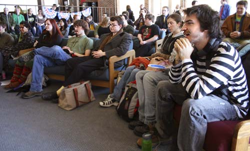 Students watch inauguration