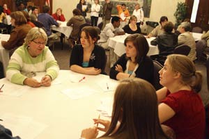 Students talk with area teachers