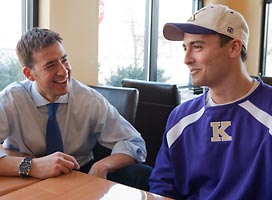 Jordan Ball, right, meets Illinois State Treasurer Alexi Giannoulias