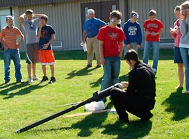 Dan Prieto and students with potato gun science lab