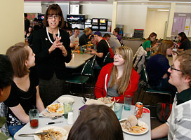 Teresa Amott with Knox students