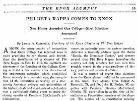 Page from Knox Alumnus magazine