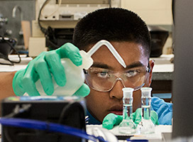 Student in chemistry lab