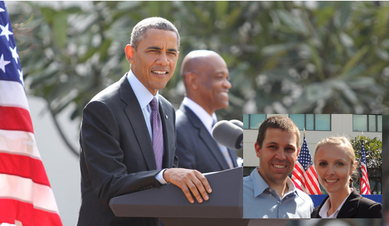 Luke and Samantha Claypool with President Obama in Tanzania