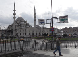 Mosque near the Galata Bridge in Istanbul, Turkey