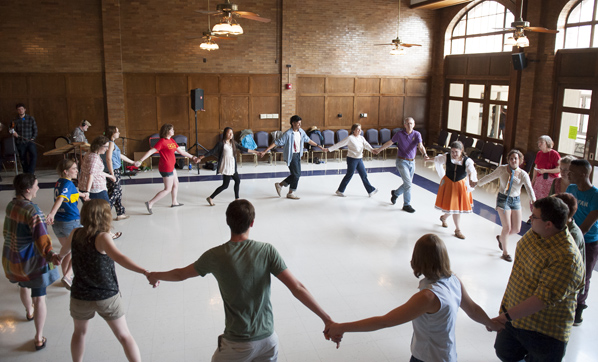 Members of the Knox Community come together for traditional dance.