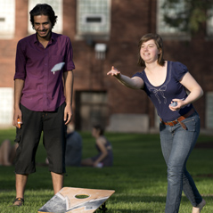 Students enjoy a game of bags at Lincoln Fest