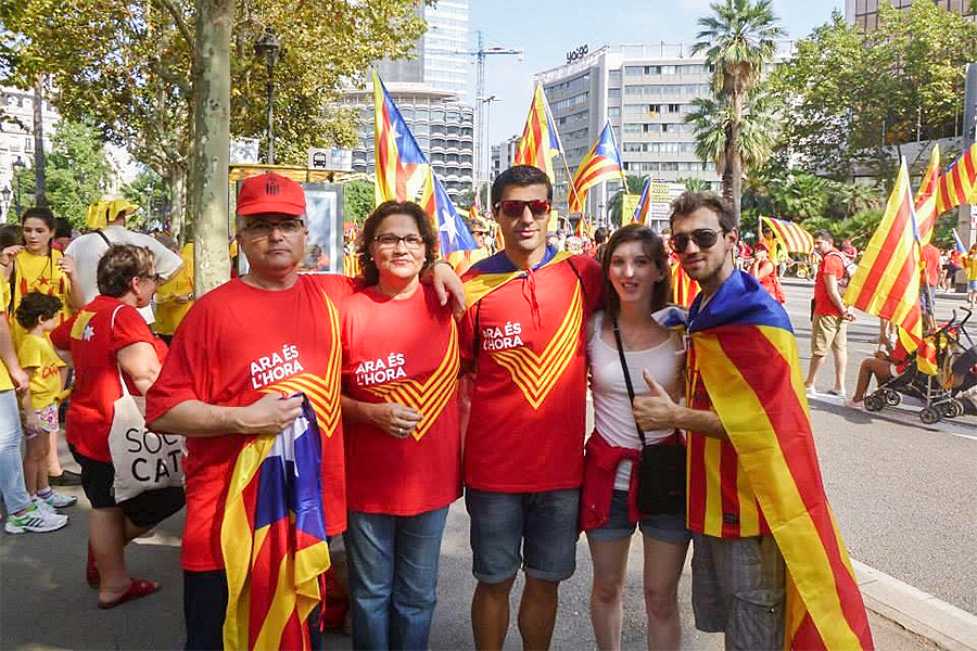 Rachael Morrissey and her host family in Barcelona.