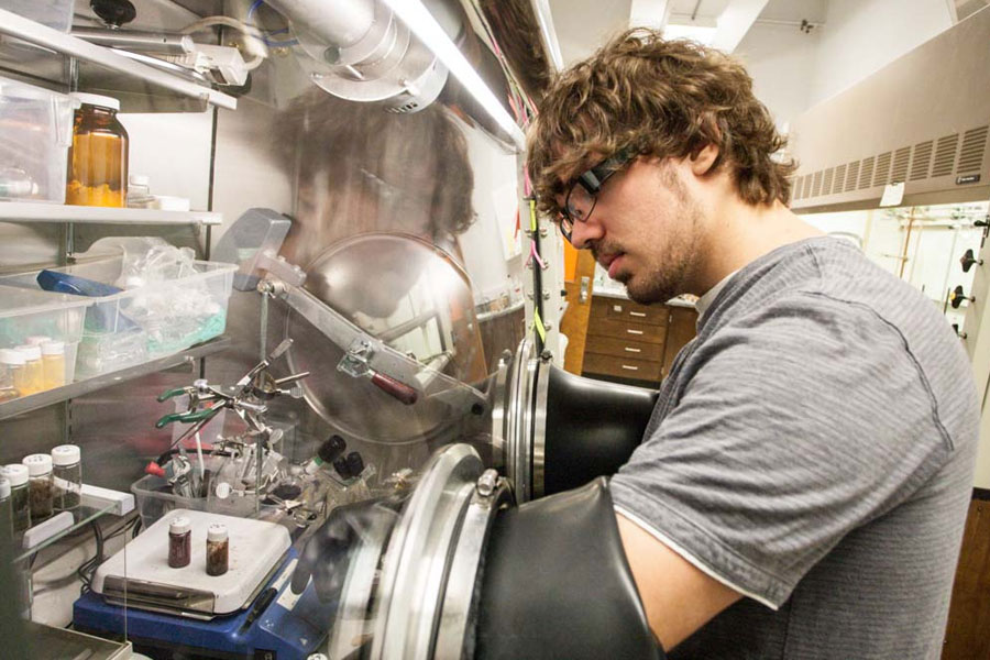 Students are working with Chemistry Professor Helen Hoyt to create chemical products in a way that is more environmentally sustainable.