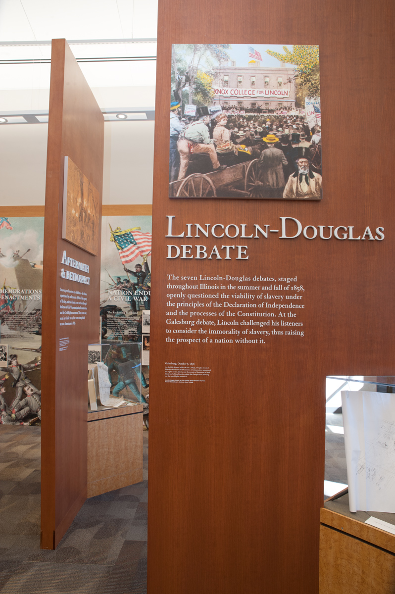 Historical exhibit in Alumni Hall at Knox College.