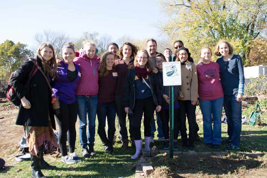 Attendees of the annual Prairie Fire Bioneers Conference install a monarch waystation at the Knox Farm.