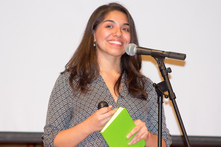 Activist Maria Gonzales speaks to Knox students about deportation and undocumented college students.