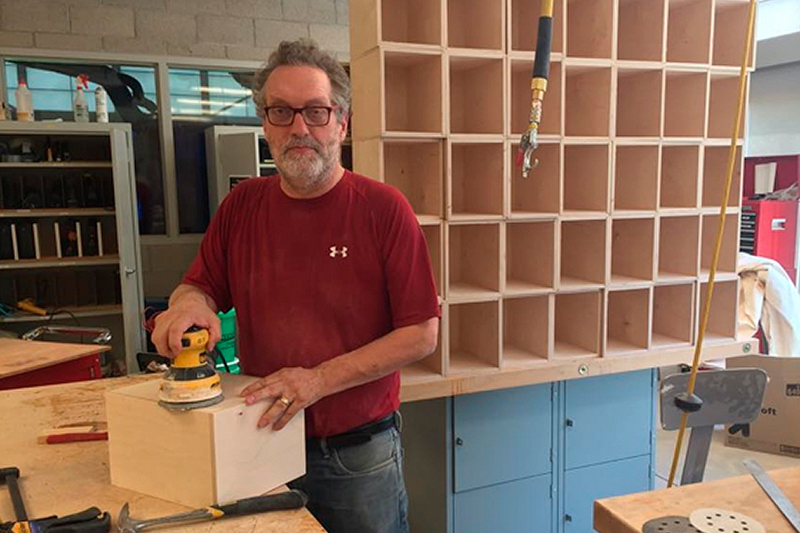 Artist John Bakker in his studio