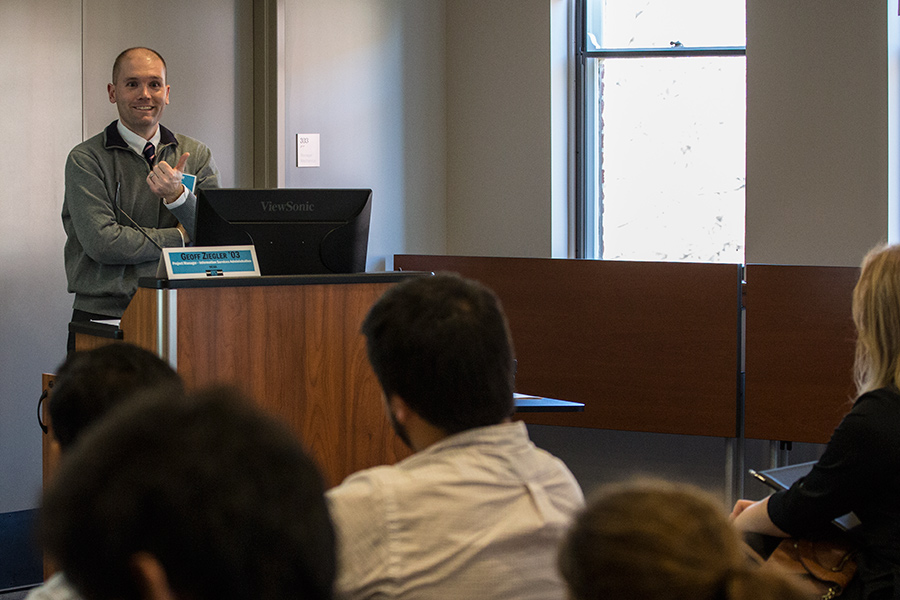 Geoff Ziegler '03 presents the keynote speech at the 2015 Career Impact Summit.