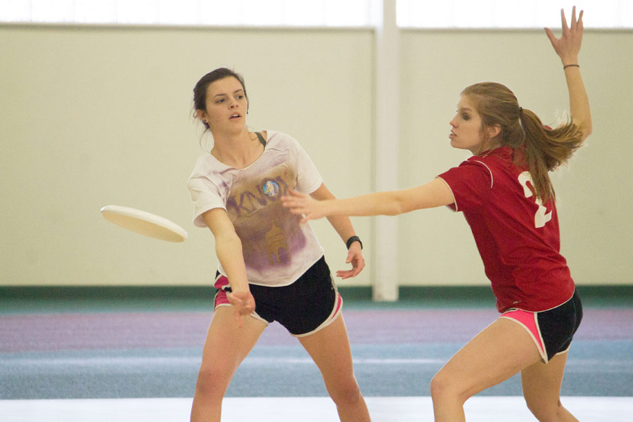 Knox College student and alumni teams compete with each other and teams from other colleges, in the 2016 Natalie Veneziano Memorial Winter White-Out Tournament.