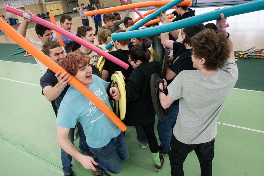 Knox College history students conduct a workshop in ancient warfare.