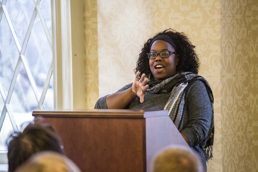 Author TJ Jarrett speaks at Knox College.