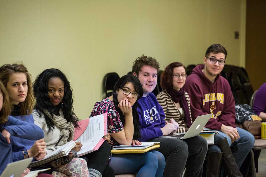 Knox College students build sets and costumes for Repertory Theatre Term 2016.