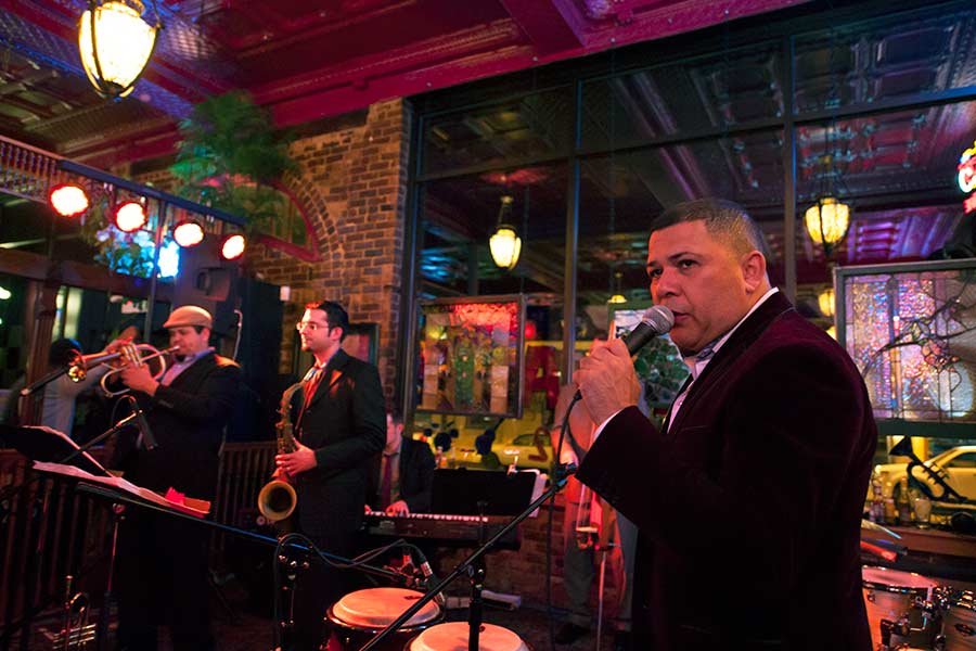 Members of the Chicago Afro-Latin Jazz Ensemble perform at the Knox Rootabaga Jazz Festival 2014.