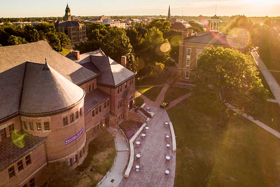 Alumni Hall and Old Main on the Knox College campus.