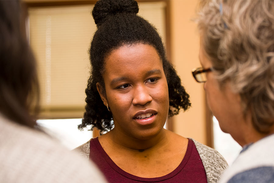 Students Aliya Estes inside Seminary Manor, site of her experience during Clinical Psychology Term.