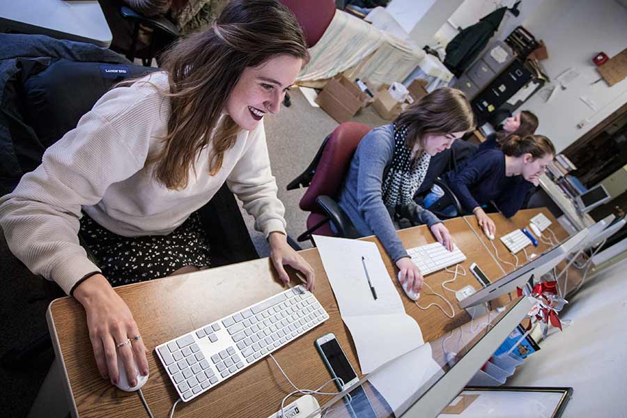 The Knox Student staff at work.