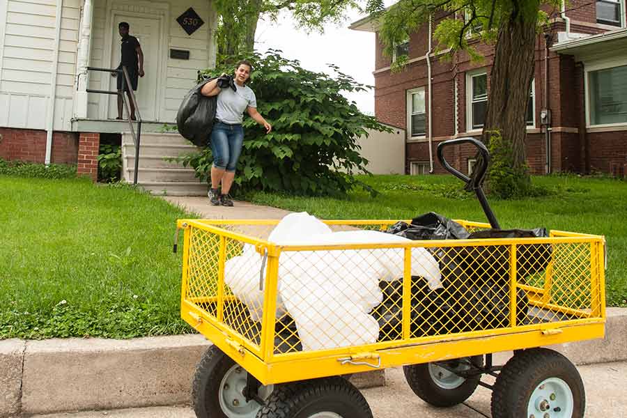 Students collected items from residence halls at the end of Spring Term 2015 for reuse on campus or in the community, or for appropriate recycling instead of landfill disposal.