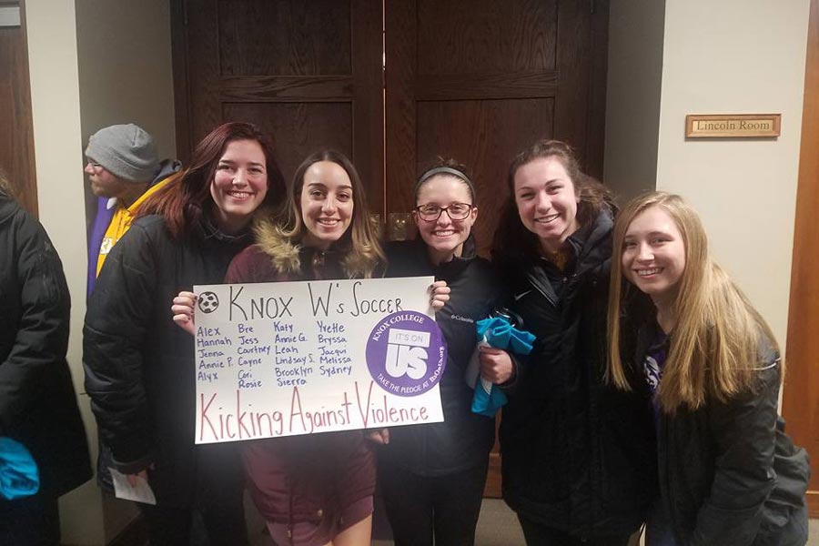 Knox women's soccer players show their support for people whose lives have been affected by sexual violence