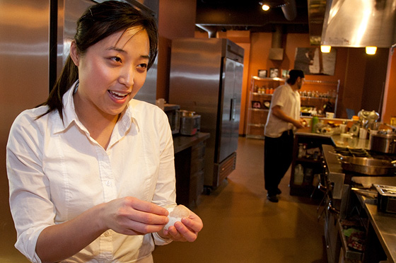 Student chef at restaurant