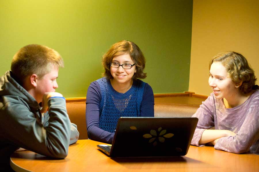 Students in the Roger Taylor Lounge.