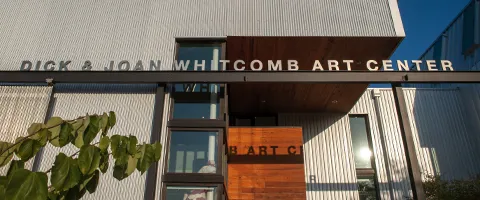 The sun casts shadows on Knox's Whitcomb Art Center