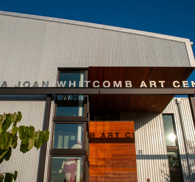 The sun casts shadows on Knox's Whitcomb Art Center