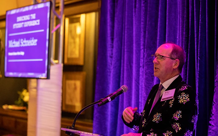 Provost & Dean of the College Michael Schneider speaks to the attendees of Venture Boldly St. Louis