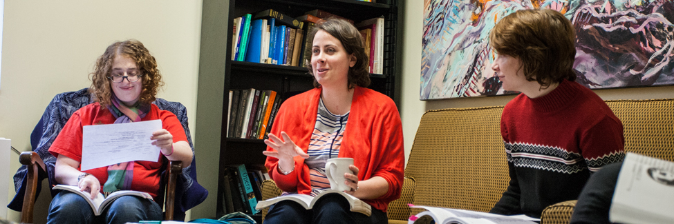 Students in a Greek class meet in the professor's office.