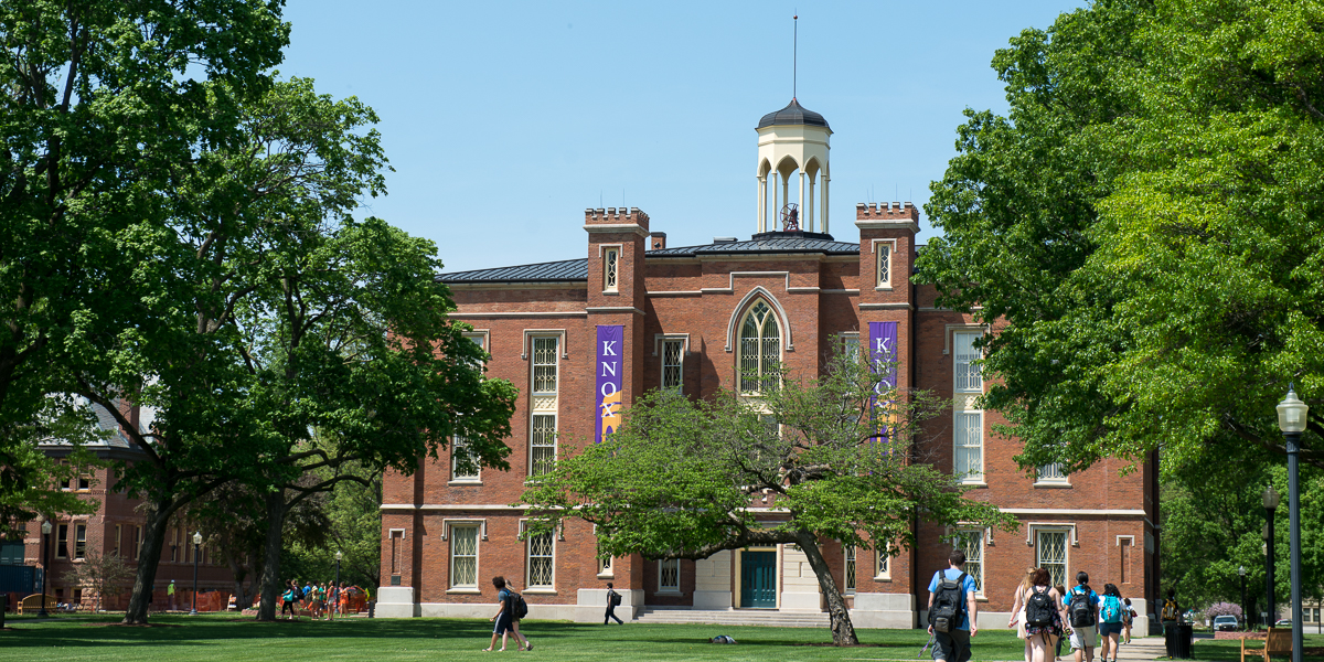 Students walking on the south side of Old Main