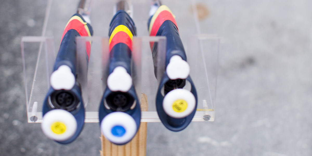 Pipettes used in biology classes and research labs.